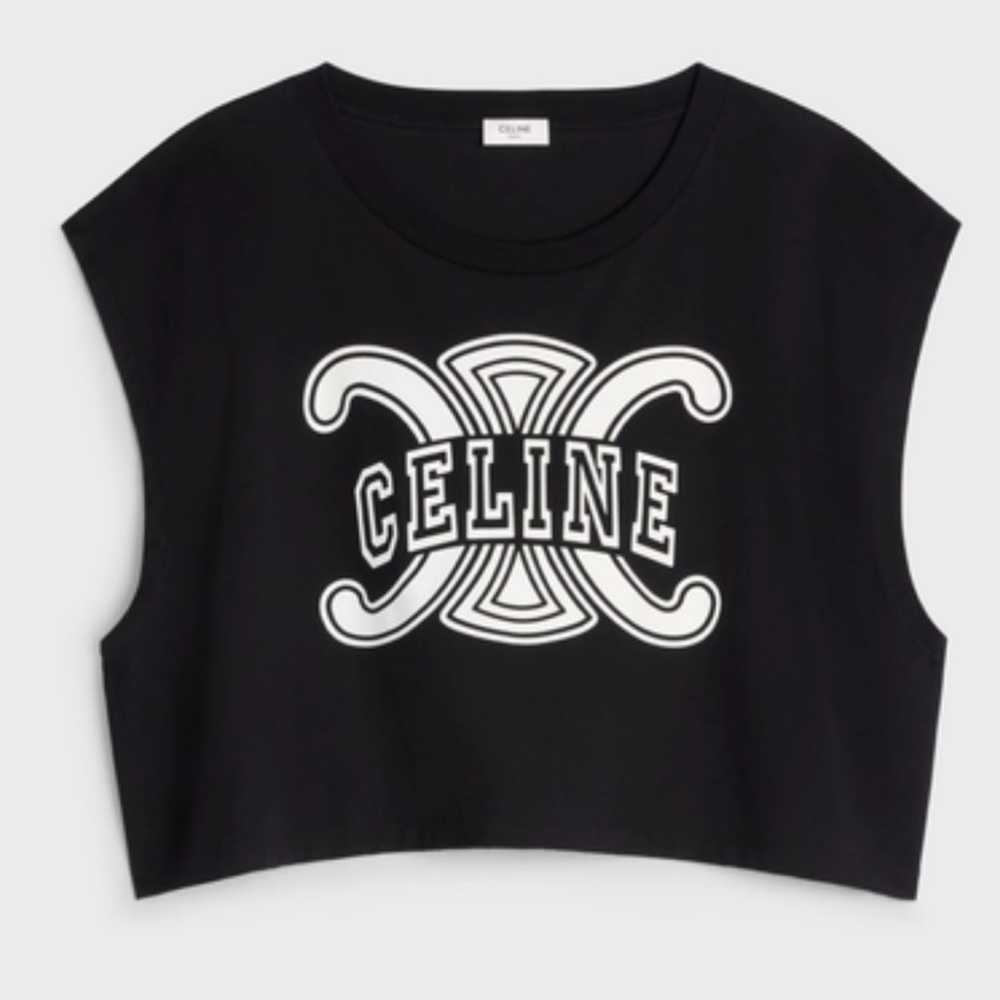 Womens Celine crop tee shirt